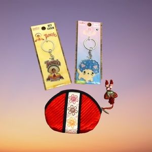 Tapatio Afro Cat 🐈 Keychain, Lucky Asian Coin Bag